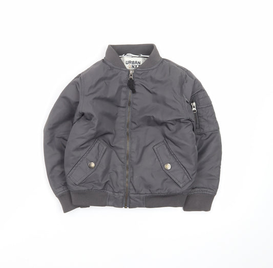 Next Boys Grey Bomber Jacket 4 Years Nylon Lined Zip Pockets Classic Style