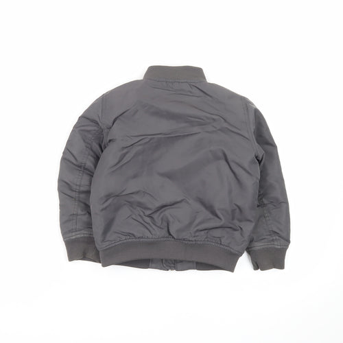 Next Boys Grey Bomber Jacket 4 Years Nylon Lined Zip Pockets Classic Style