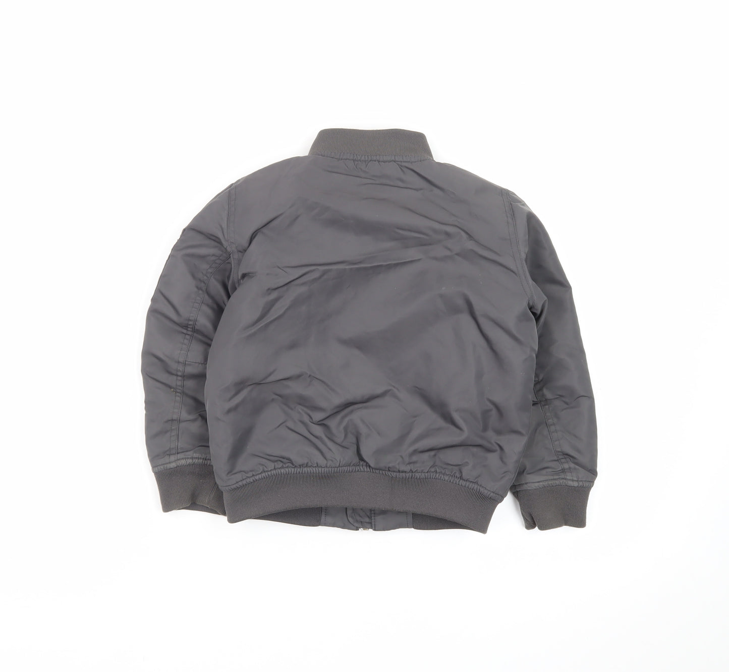 Next Boys Grey Bomber Jacket 4 Years Nylon Lined Zip Pockets Classic Style