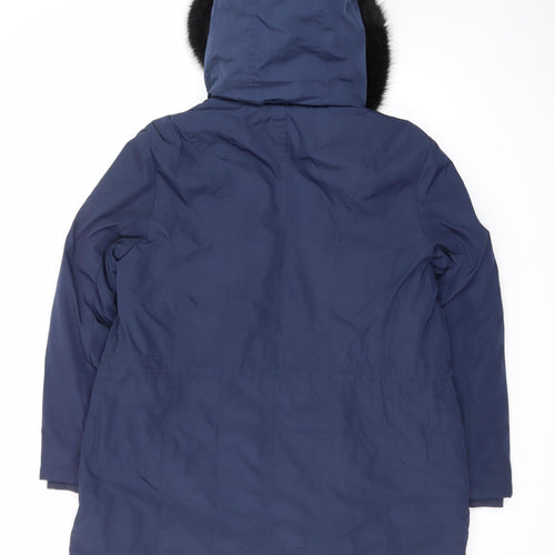 Papaya Women's Blue Faux Fur Hooded Parka Coat Size 18