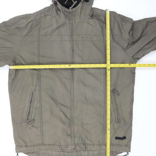 Next Mens Green Hooded Cotton Parka Jacket L Warm Lined Casual Coat