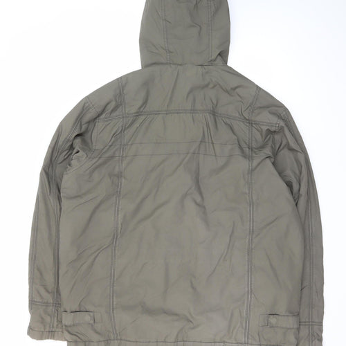 Next Mens Green Hooded Cotton Parka Jacket L Warm Lined Casual Coat