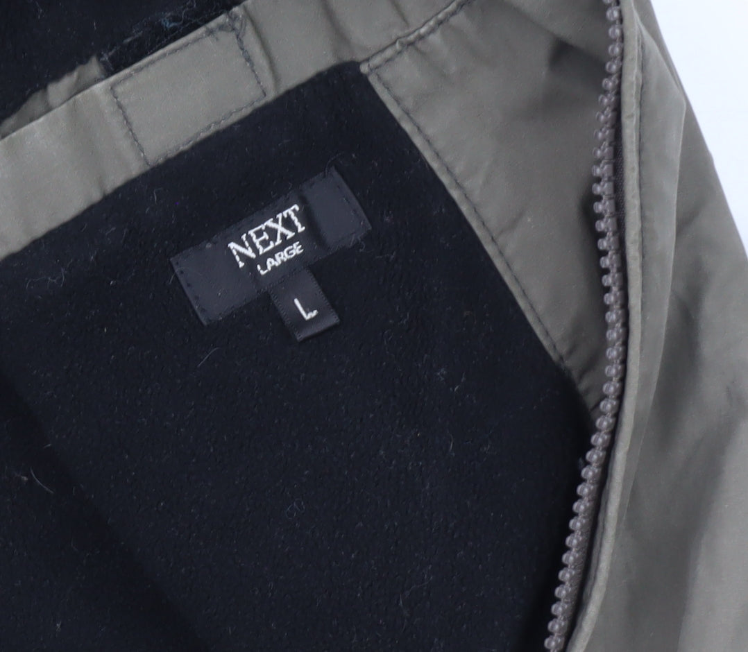 Next Mens Green Hooded Cotton Parka Jacket L Warm Lined Casual Coat