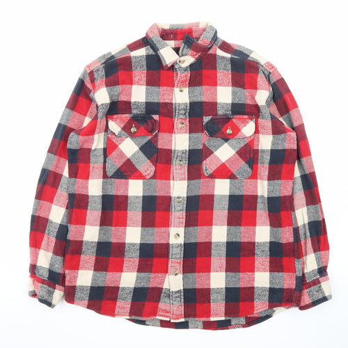 RedHead Men's Red Checked Flannel Button-Up Shirt Size L
