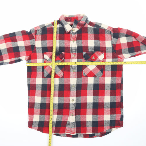 RedHead Men's Red Checked Flannel Button-Up Shirt Size L
