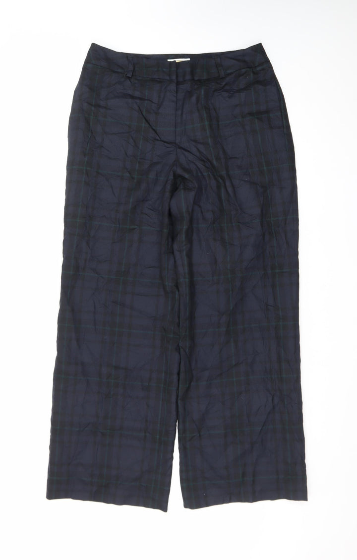 Talbots Blue Check Wool Stretch Women's Trousers Size M