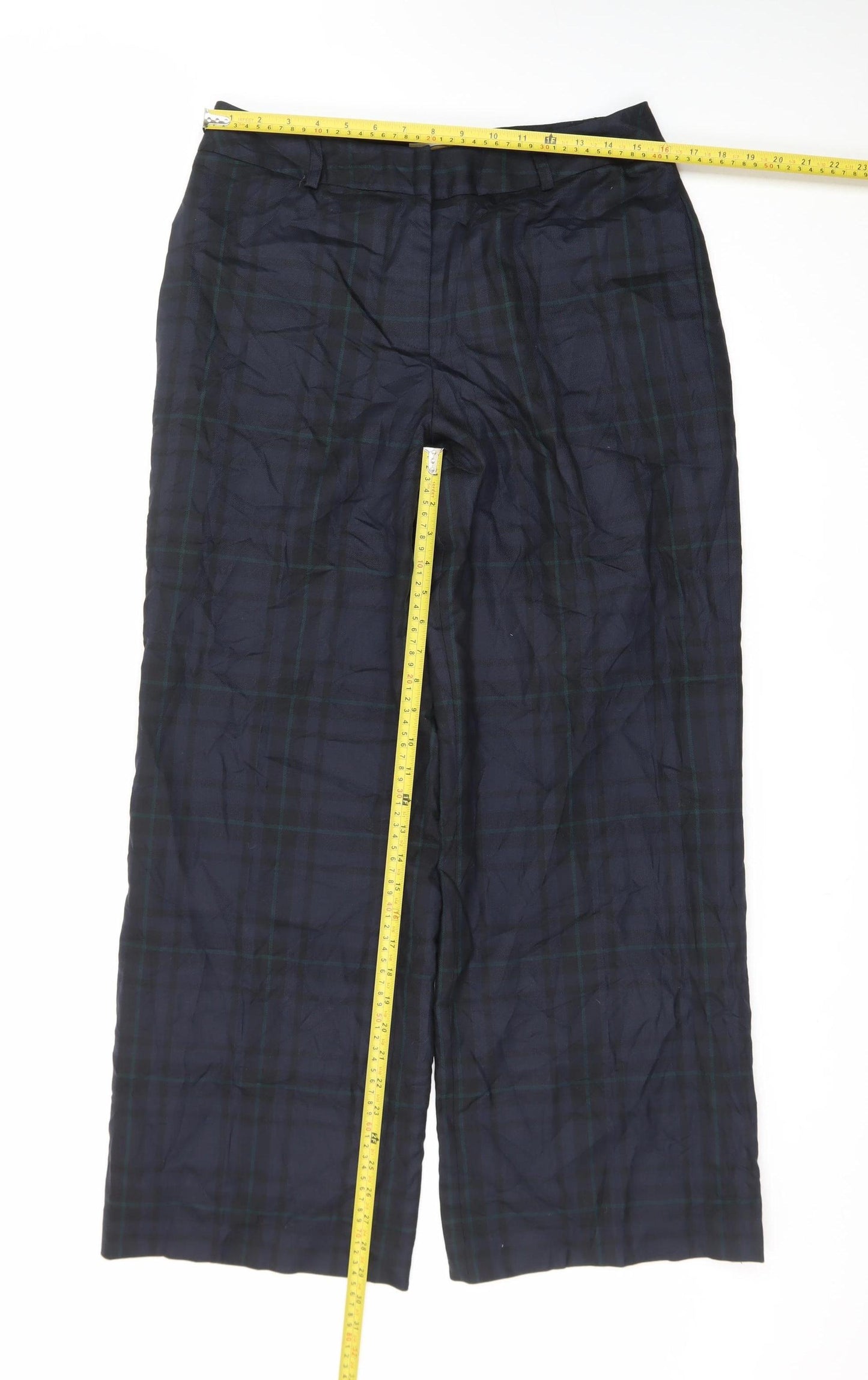 Talbots Blue Check Wool Stretch Women's Trousers Size M