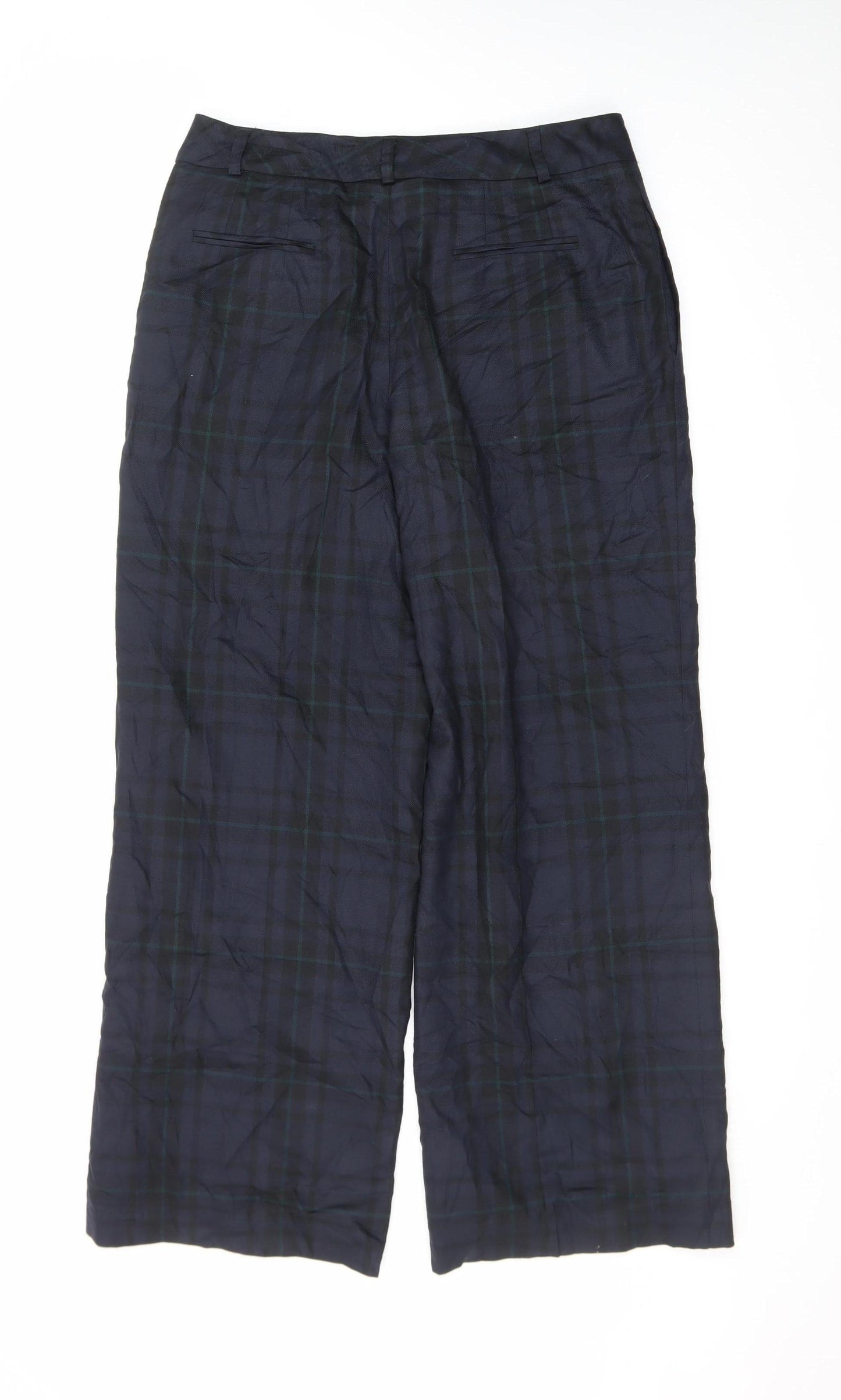 Talbots Blue Check Wool Stretch Women's Trousers Size M