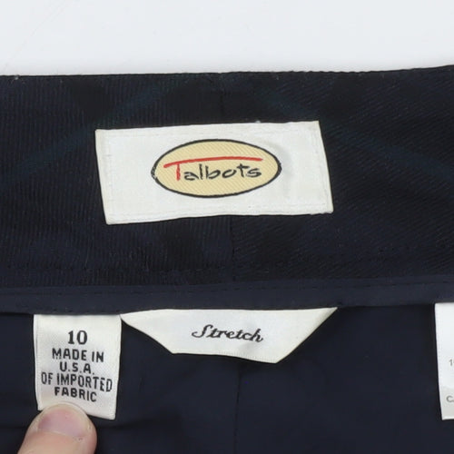 Talbots Blue Check Wool Stretch Women's Trousers Size M
