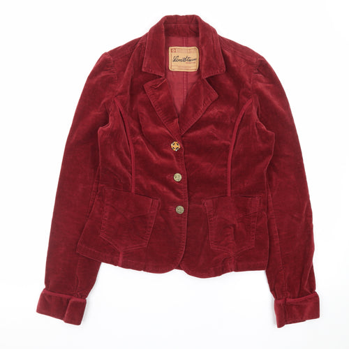 Levi Strauss Women's Red Velvet Cotton Blend Blazer Jacket Size S