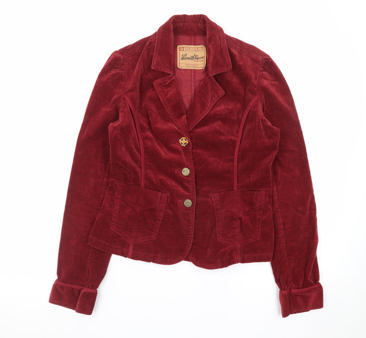 Levi Strauss Women's Red Velvet Cotton Blend Blazer Jacket Size S
