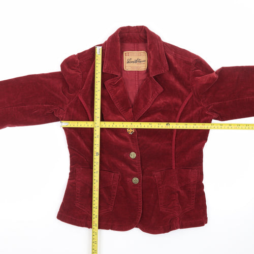 Levi Strauss Women's Red Velvet Cotton Blend Blazer Jacket Size S