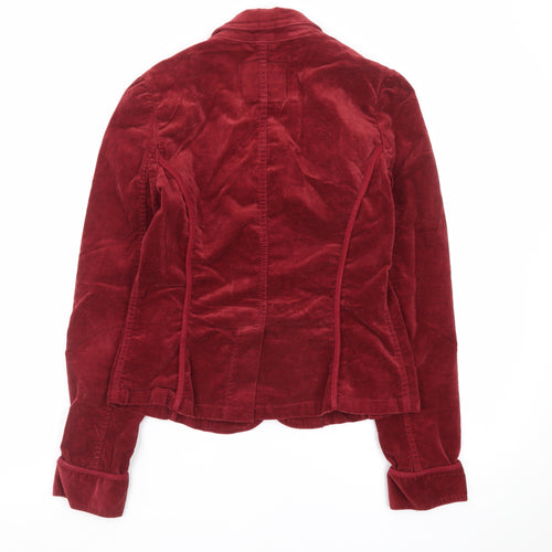 Levi Strauss Women's Red Velvet Cotton Blend Blazer Jacket Size S