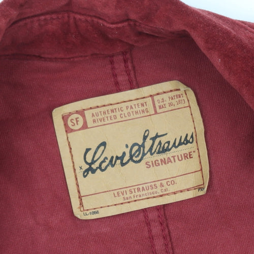 Levi Strauss Women's Red Velvet Cotton Blend Blazer Jacket Size S