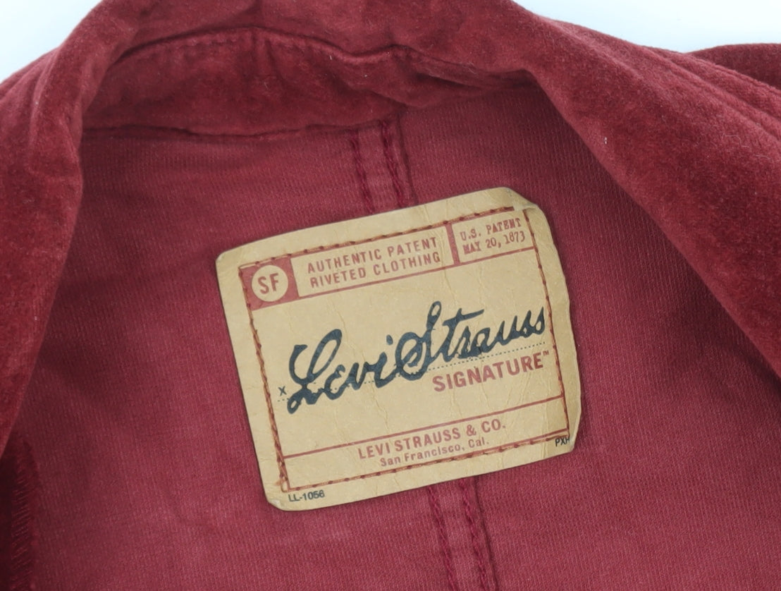Levi Strauss Women's Red Velvet Cotton Blend Blazer Jacket Size S