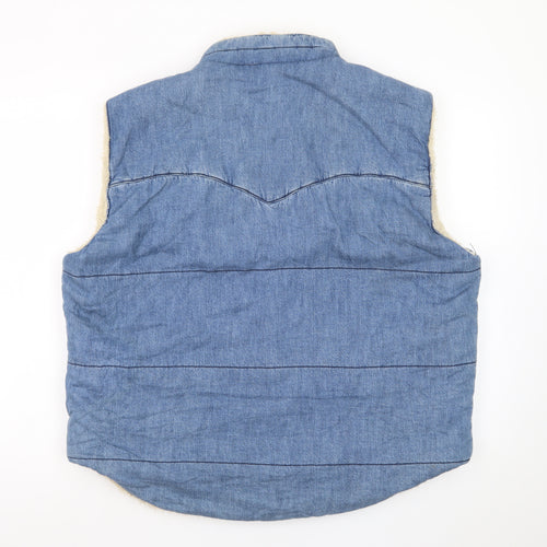 Lucky Brand Women's Blue Denim Faux Fur Lined Waistcoat Size L