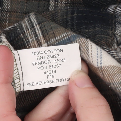 Canyon Guide Men's Beige Black Plaid Cotton Button-Up Shirt L