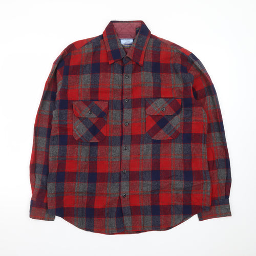 Fieldmaster Men's Red Plaid Flannel Long Sleeve Button-Up Shirt L 16-16.5in