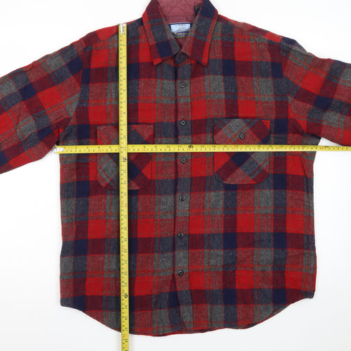 Fieldmaster Men's Red Plaid Flannel Long Sleeve Button-Up Shirt L 16-16.5in