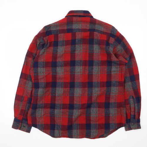 Fieldmaster Men's Red Plaid Flannel Long Sleeve Button-Up Shirt L 16-16.5in