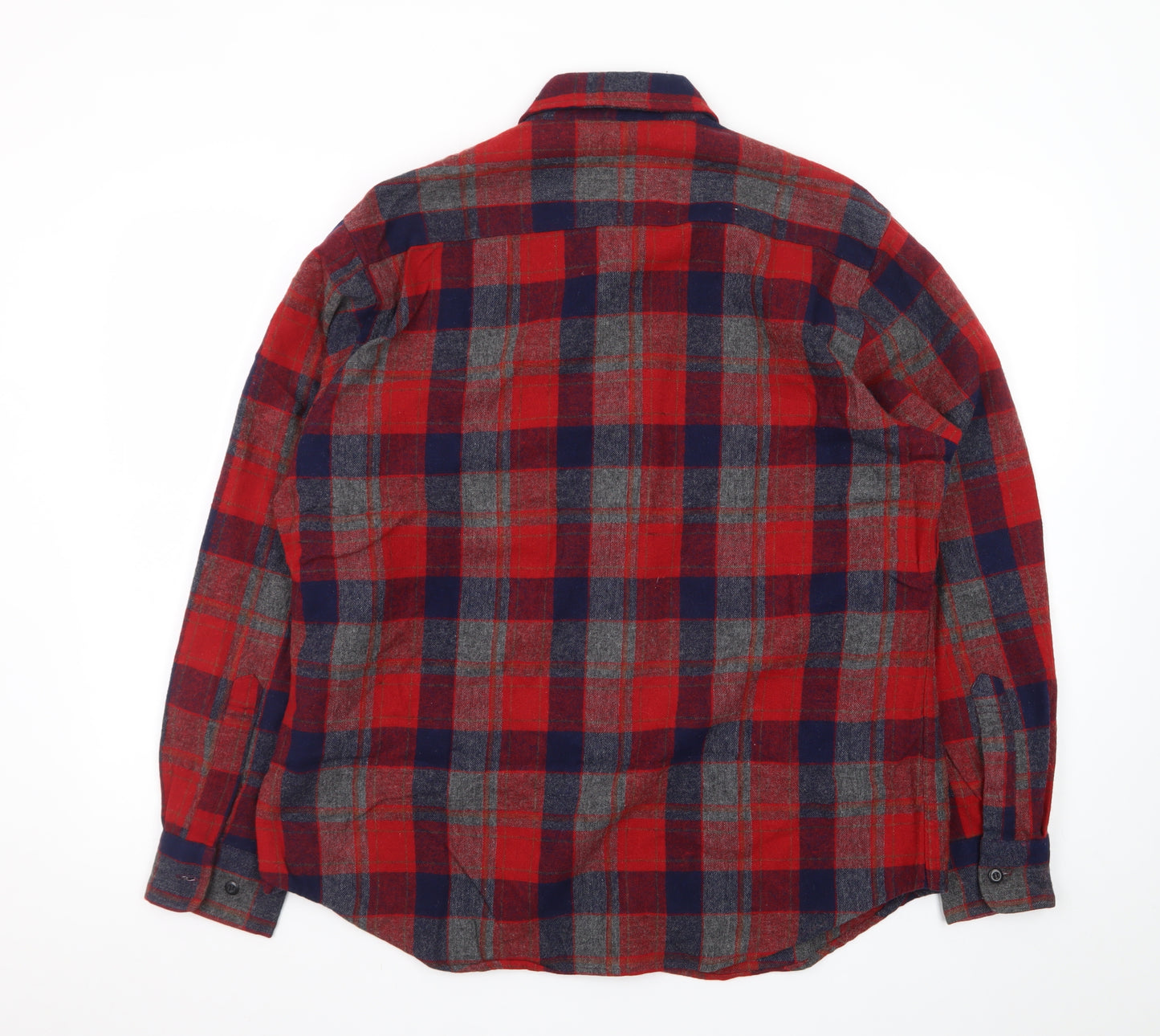 Fieldmaster Men's Red Plaid Flannel Long Sleeve Button-Up Shirt L 16-16.5in