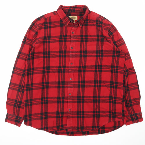 The Foundry Men’s Red Plaid Flannel Button-Up Shirt 2XL Big & Tall