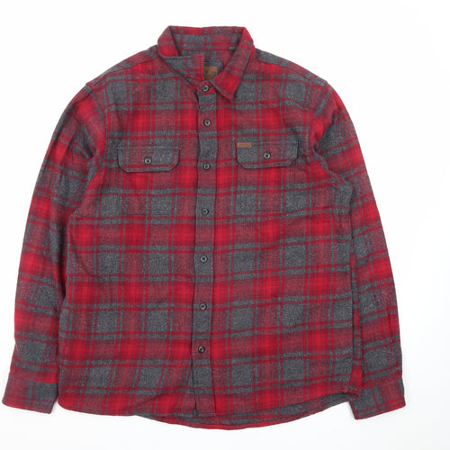 Orvis Men's Red Plaid Flannel Button-Up Shirt XL Long Sleeve Cotton Blend