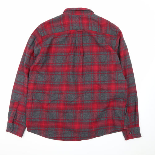 Orvis Men's Red Plaid Flannel Button-Up Shirt XL Long Sleeve Cotton Blend