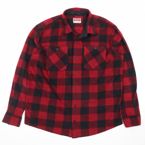 Wrangler Men's Red Check Flannel Long Sleeve Button-Up Shirt L