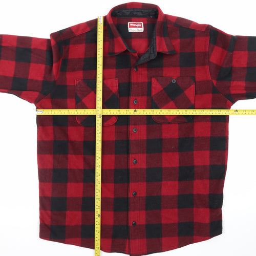 Wrangler Men's Red Check Flannel Long Sleeve Button-Up Shirt L