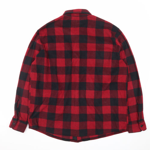Wrangler Men's Red Check Flannel Long Sleeve Button-Up Shirt L