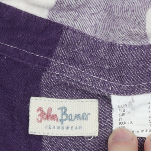 John Baner Womens Purple Check Flannel Button-Up Shirt Size 16