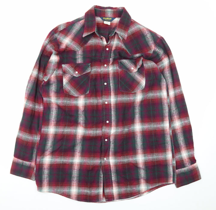 OshKosh B’gosh Men’s Red Plaid Flannel Button-Up Shirt M