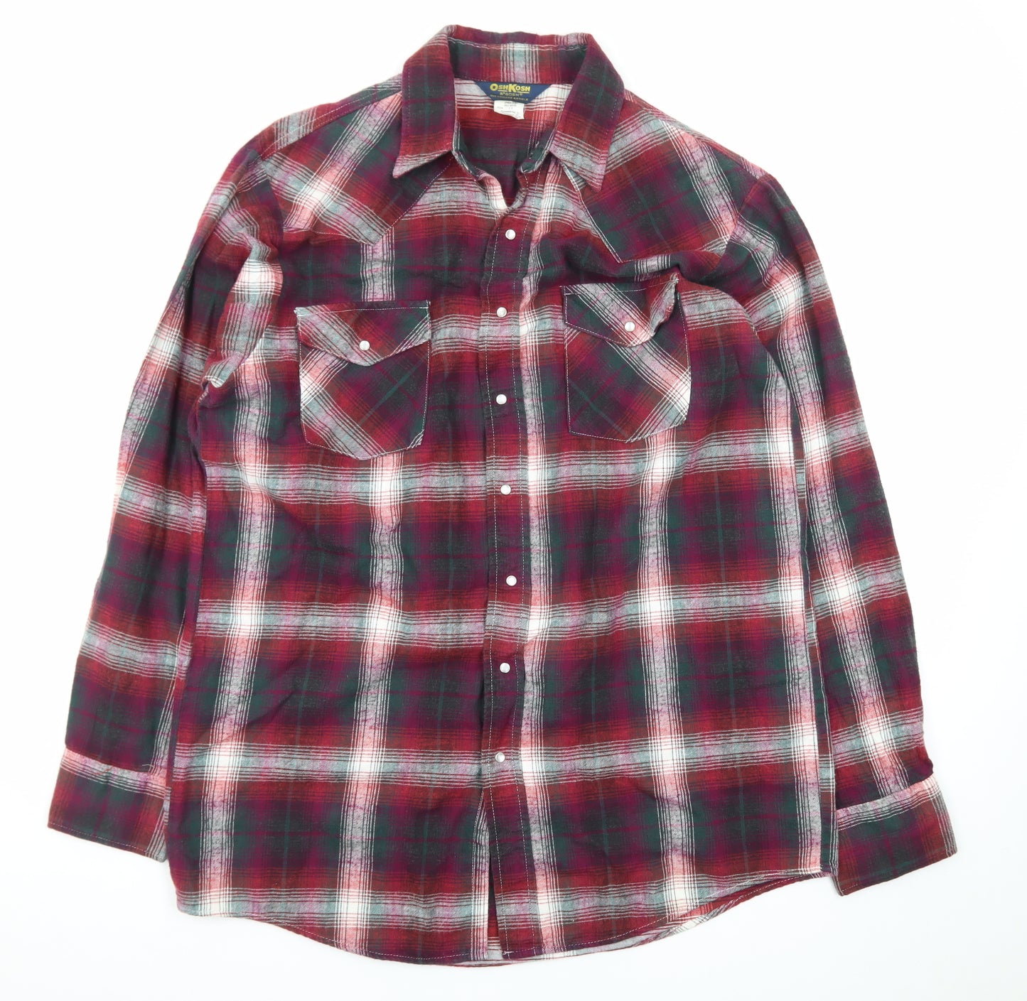OshKosh B’gosh Men’s Red Plaid Flannel Button-Up Shirt M