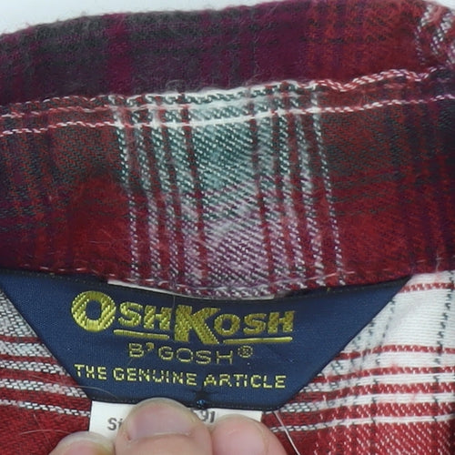 OshKosh B’gosh Men’s Red Plaid Flannel Button-Up Shirt M