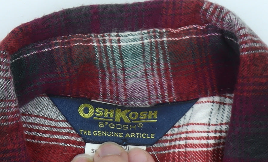 OshKosh B’gosh Men’s Red Plaid Flannel Button-Up Shirt M