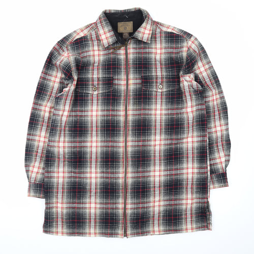 St. Johns Bay Men's Multicoloured Plaid Cotton Flannel Shirt Zip Front L