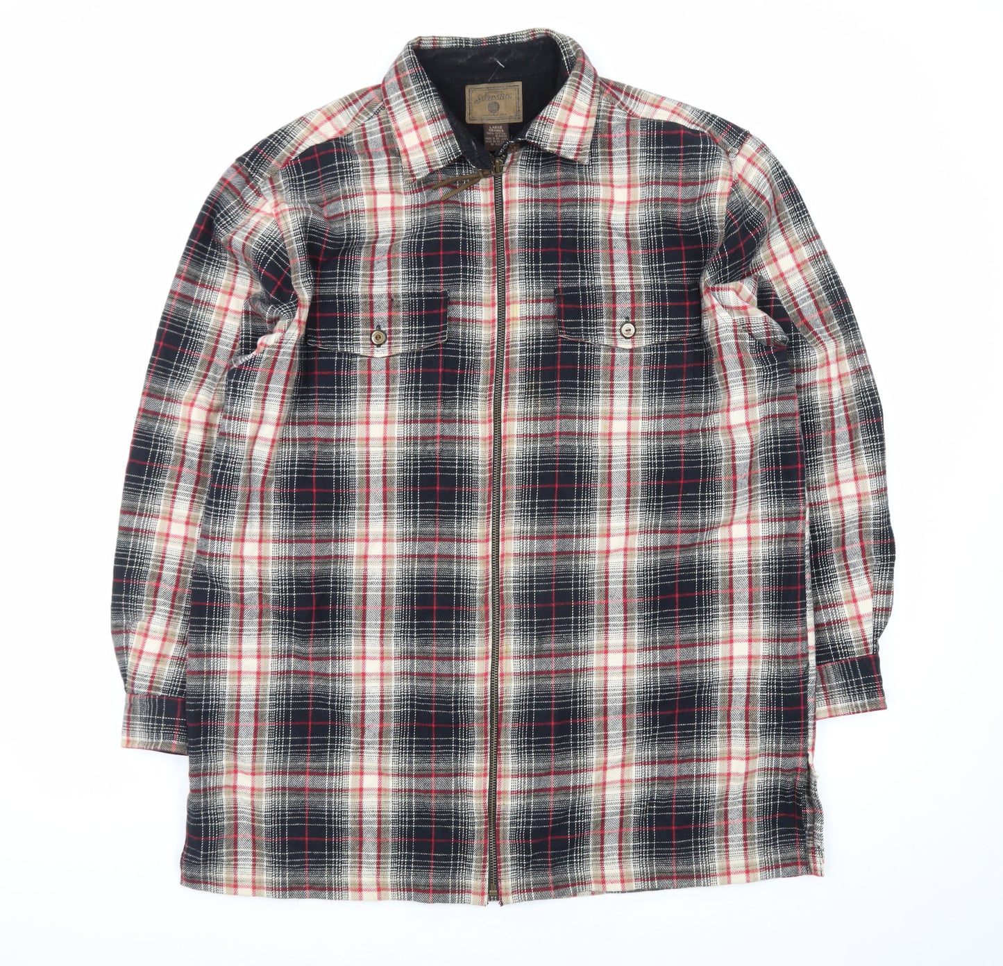 St. Johns Bay Men's Multicoloured Plaid Cotton Flannel Shirt Zip Front L