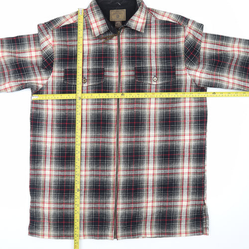 St. Johns Bay Men's Multicoloured Plaid Cotton Flannel Shirt Zip Front L