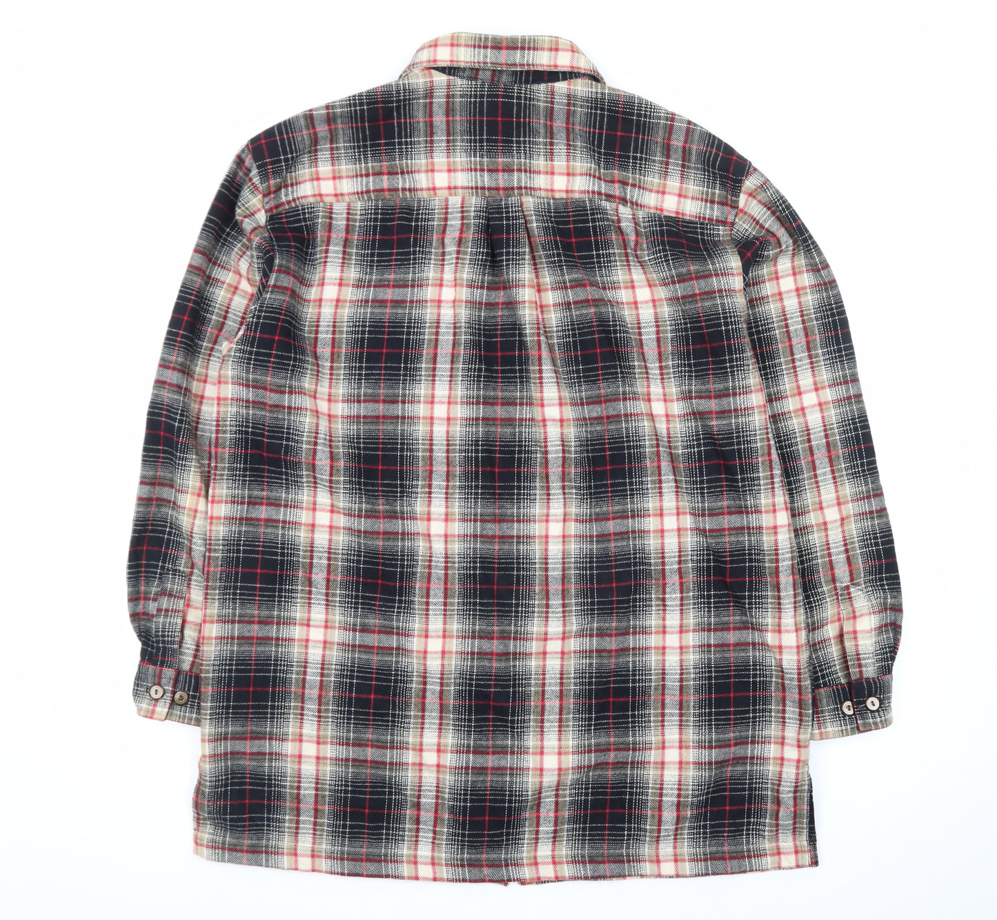 St. Johns Bay Men's Multicoloured Plaid Cotton Flannel Shirt Zip Front L