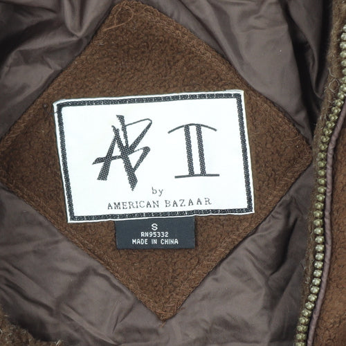 American Bazaar Women Brown Fleece Hooded Jacket Size S