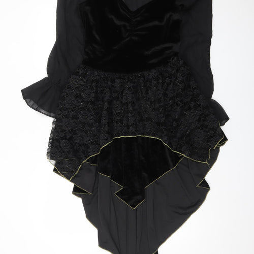 Spirit Women Black Asymmetric Velvet Gothic Dress M Long Sleeve Halloween