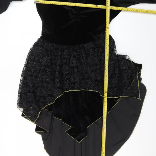 Spirit Women Black Asymmetric Velvet Gothic Dress M Long Sleeve Halloween