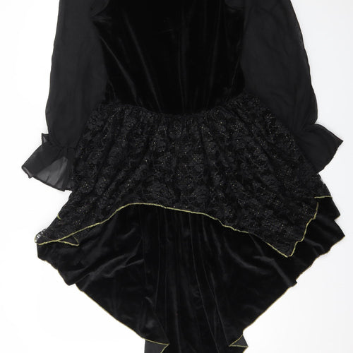 Spirit Women Black Asymmetric Velvet Gothic Dress M Long Sleeve Halloween
