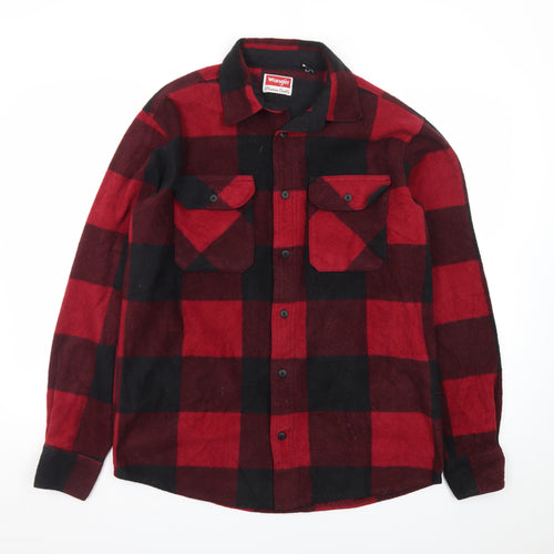 Wrangler Men's Red Black Check Flannel Long Sleeve Shirt M