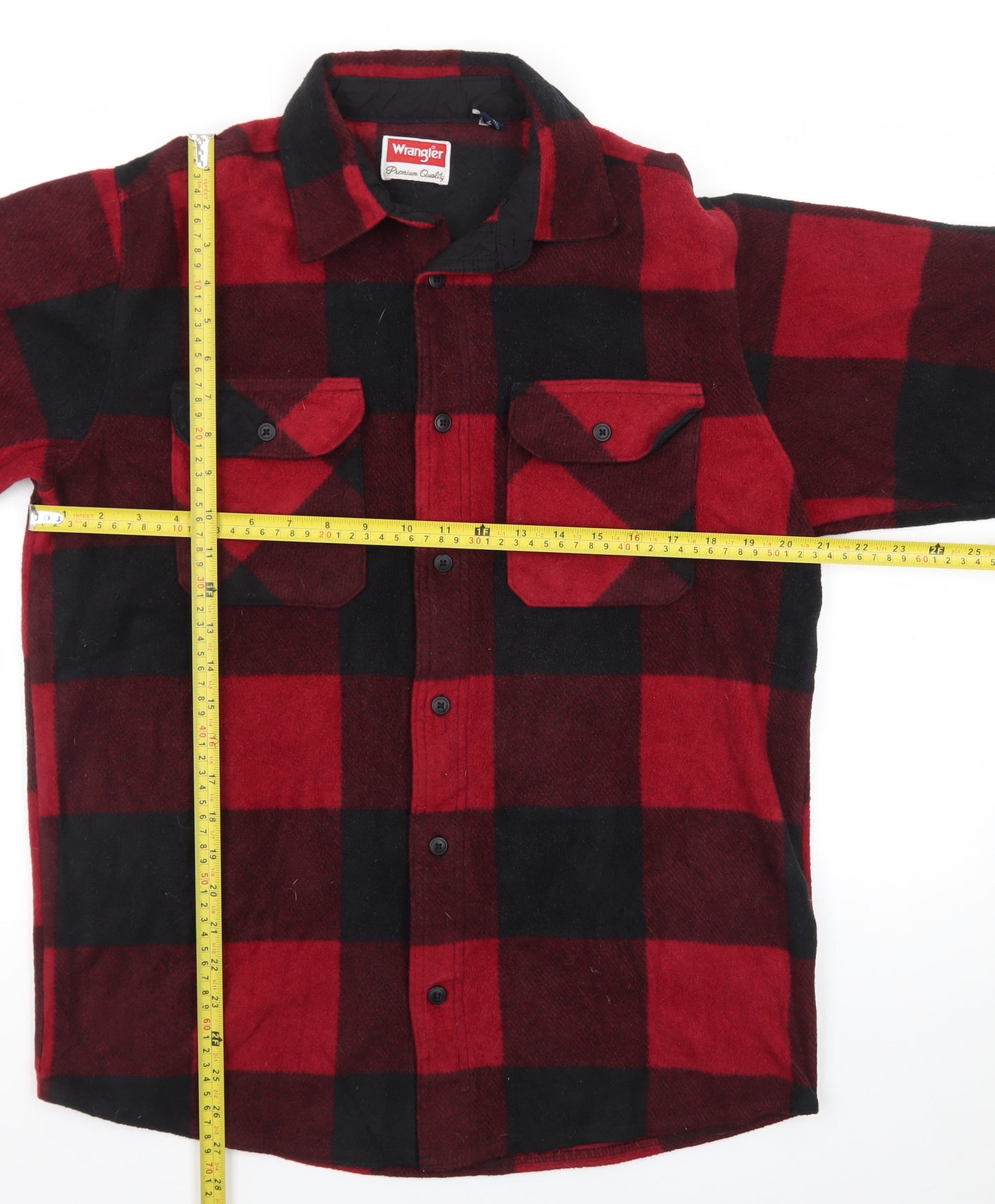 Wrangler Men's Red Black Check Flannel Long Sleeve Shirt M
