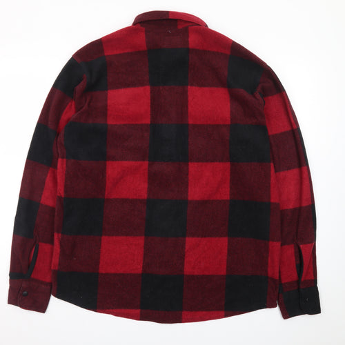 Wrangler Men Red Black Check Flannel Button-Up Shirt M