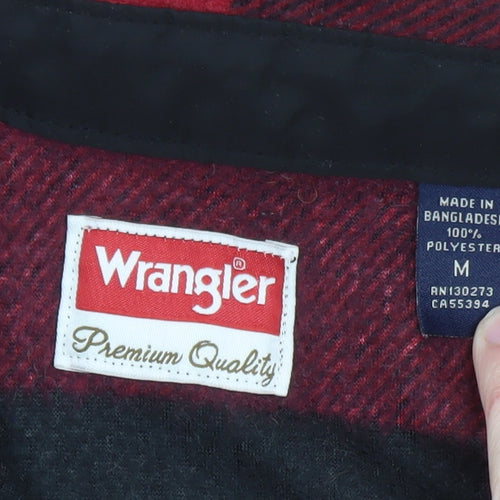 Wrangler Men Red Black Check Flannel Button-Up Shirt M