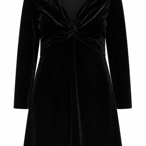 Lori M Collection Women’s Black Velvet A-Line Party Dress L