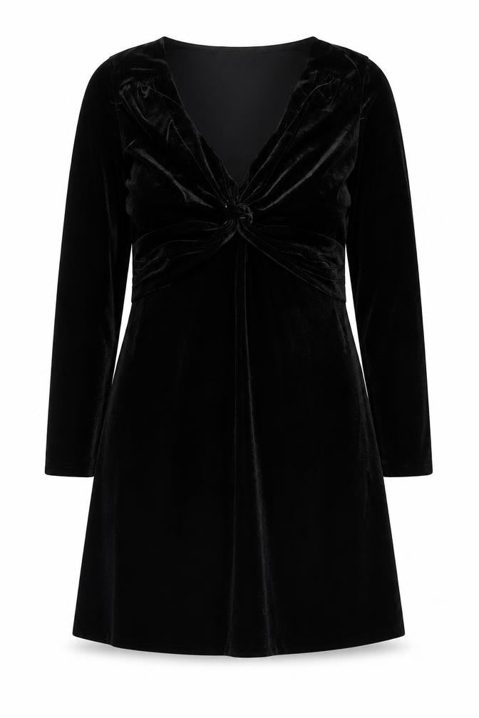 Lori M Collection Women’s Black Velvet A-Line Party Dress L